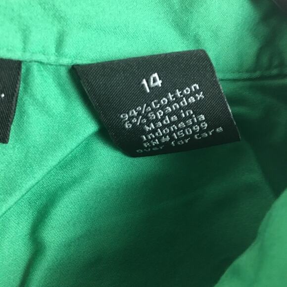 Apostrophe Stretch Button Down Shirt Green Size 14 - Picture 8 of 12